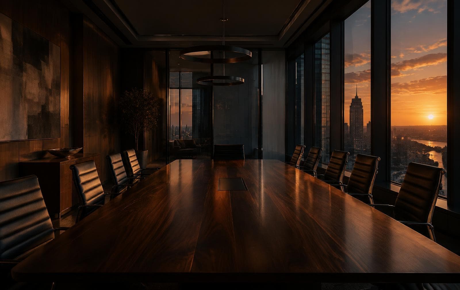 Executive meeting room at dusk